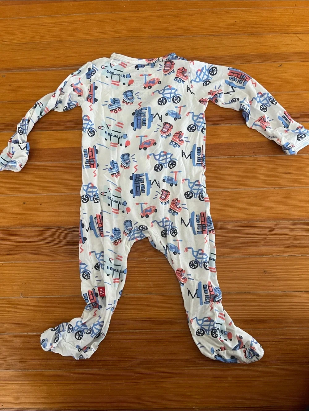 Magnetic Me Blue and White Kids Footed One-Pieces - 3-6 months